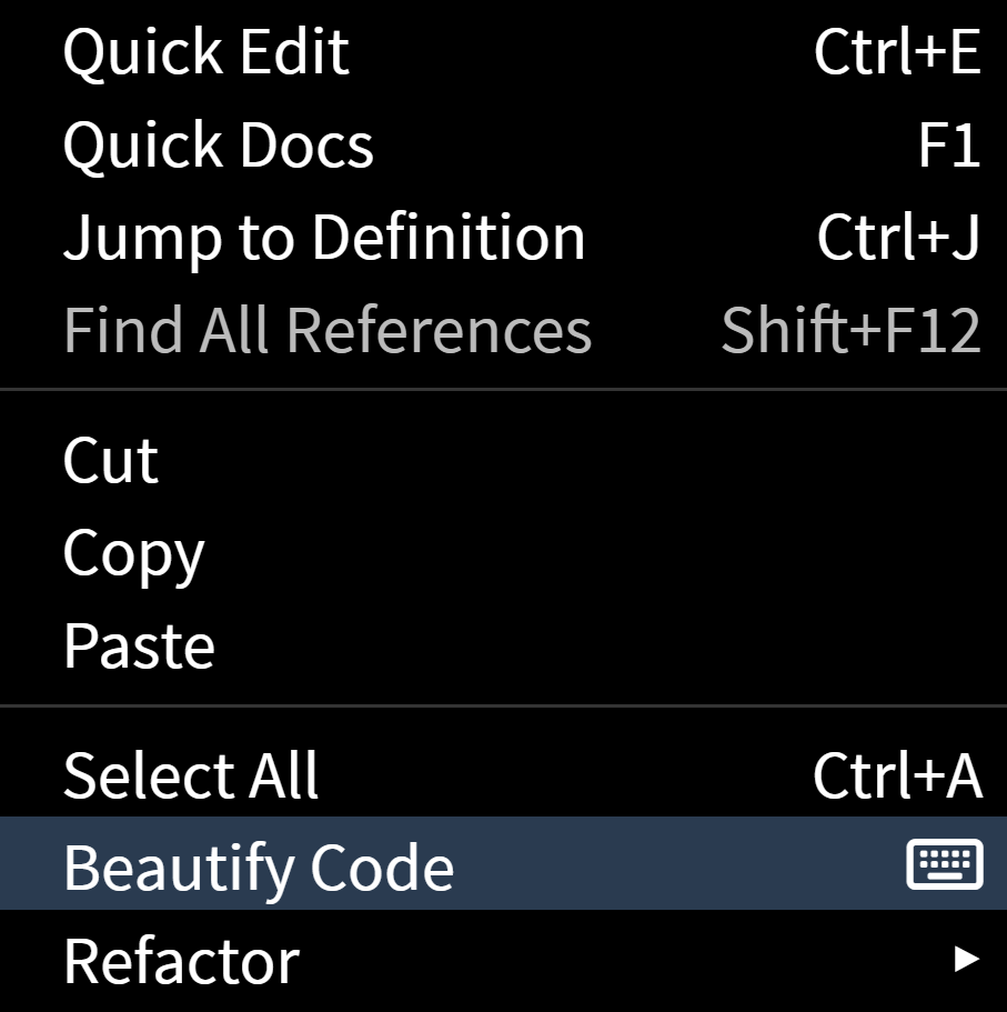 Beautify Code Context Menu Image