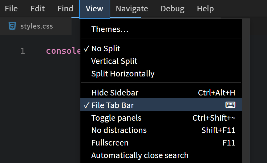 View > File Tab Bar