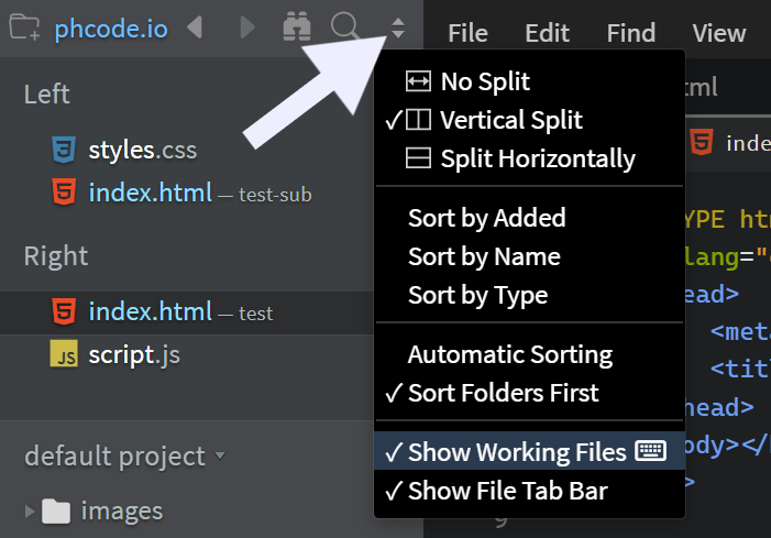 Disable Working Files