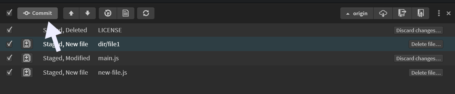 Commit the files
