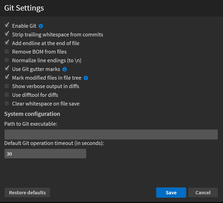 Git Settings Dialog