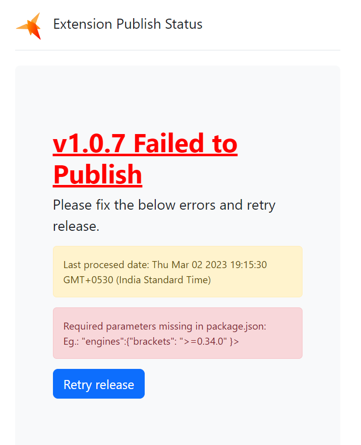 Publish Failed Image