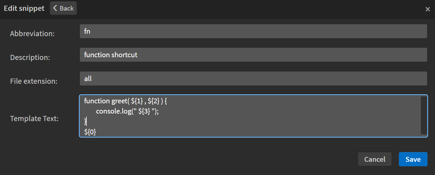Snippet Cursor Positions